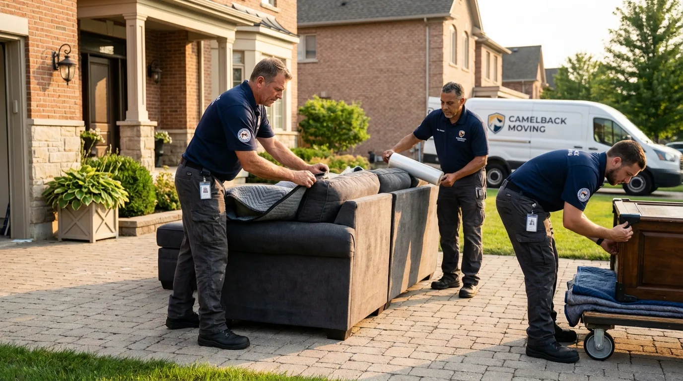 Large estate moving crew wrapping furniture in Newark, CA